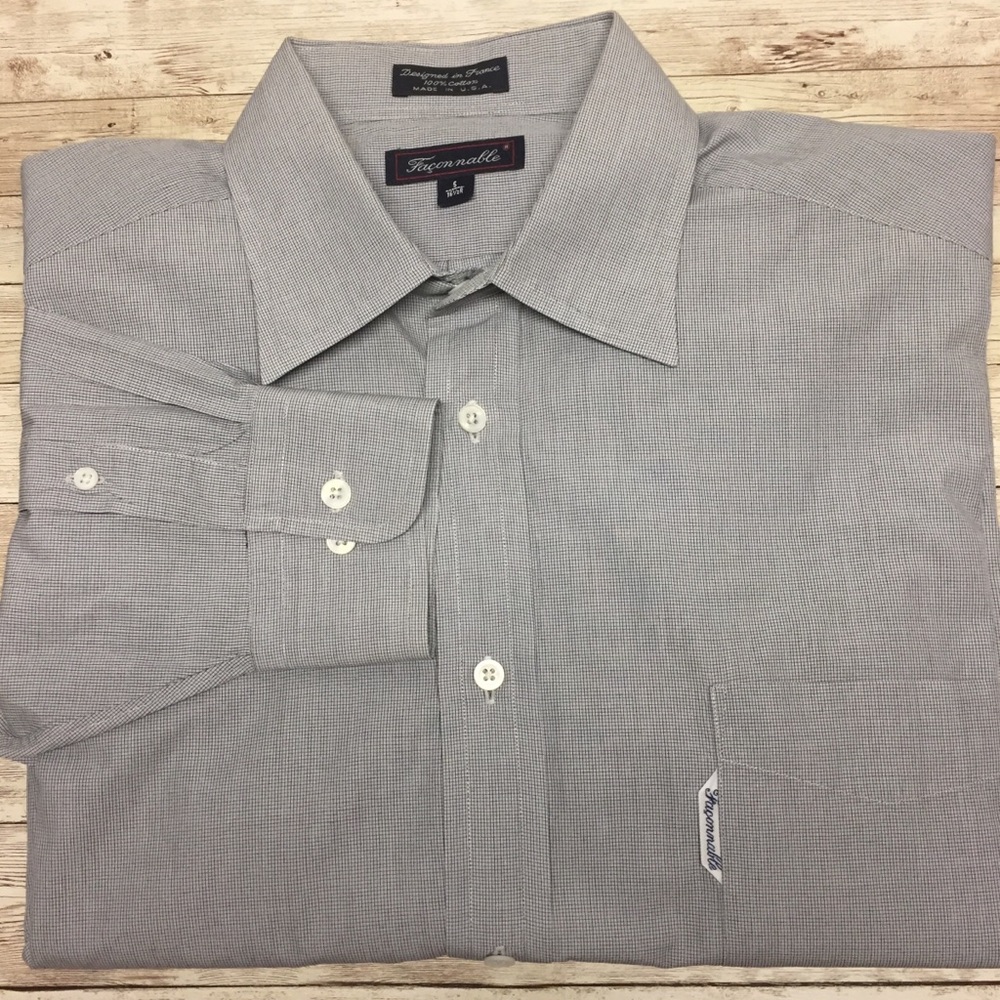 Faconnable Gray Long Sleeve 16-1/2 Dress Shirt